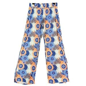 Ava Lynn Pants Size L Straight Leg Made USA Floral‎ Fairy Whimsical Coastal Boho